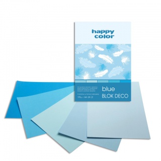 Blok Deco Blue A4, 170g, 20 ark, 5 kol. tonacja niebieska, Happy Color, Bloki, Artykuły szkolne
