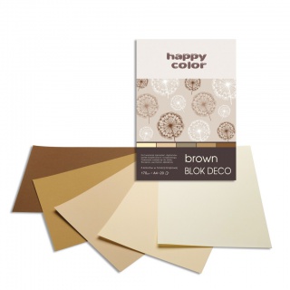 Blok Deco Brown A4, 170g, 20 ark, 5 kol. tonacja brązowa, Happy Color, Bloki, Artykuły szkolne
