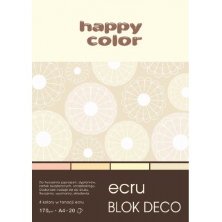 Blok Deco Ecru A4, 170g, 20 ark, 4 kol., Happy Color, Bloki, Artykuły szkolne