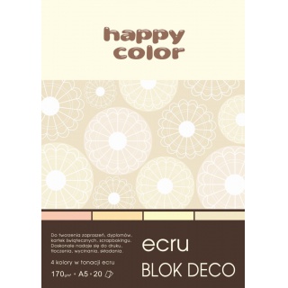 Blok Deco Ecru A5, 170g, 20 ark, 4 kol., Happy Color, Bloki, Artykuły szkolne