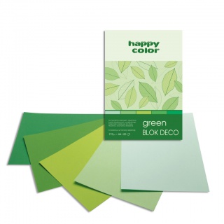 Blok Deco Green A4, 170g, 20 ark, 5 kol. tonacja zielona, Happy Color, Bloki, Artykuły szkolne