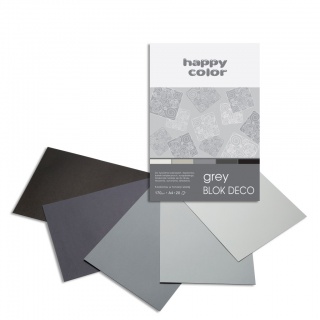 Blok Deco Grey A4, 170g, 20 ark, 5 kol. tonacja szara, Happy Color, Bloki, Artykuły szkolne