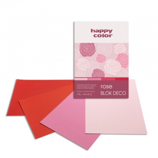 Blok Deco Rose A4, 170g, 20 ark, 4 kol. tonacja różowo-czerwona, Happy Color, Bloki, Artykuły szkolne
