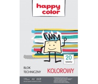 Blok techniczny kolorowy A3, 170g, 20 ark, Happy Color, Bloki, Artykuły szkolne
