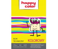 Blok techniczny kolorowy A4, 170g, 10 ark, Happy Color, Bloki, Artykuły szkolne