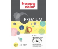 Blok techniczny PREMIUM biały A3, 250g, 10 ark, Happy Color, Bloki, Artykuły szkolne