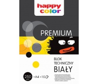 Blok techniczny PREMIUM biały A4, 250g, 10 ark, Happy Color, Bloki, Artykuły szkolne