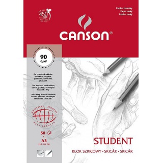 BLOK SZKICOWY STUDENT A3 90g 50ark, Bloki, Artykuły szkolne