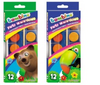 FARBY AKWARELOWE 12 KOLORÓW BAMBINO STD*, Plastyka, Artykuły szkolne