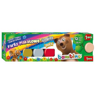 FARBY PLAKATOWE 12 KOLORÓW 20ml STD BAMBINO*, Plastyka, Artykuły szkolne