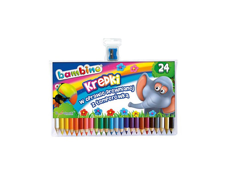 KREDKI 24 KOLORY 15cm DR. BAMBINO +TEMP*, Plastyka, Artykuły szkolne