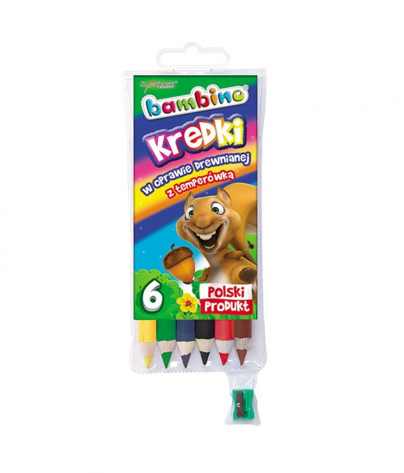 KREDKI 6 KOLORÓW 15cm DR. BAMBINO +TEMP*, Plastyka, Artykuły szkolne