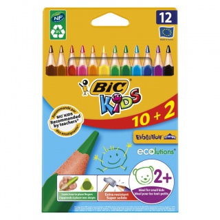 BIC Kids Evolution Tringle ECOlutions Kredki ołówkowe 12 kolorów, Plastyka, Artykuły szkolne