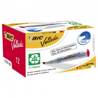 BIC Velleda ECOlutions 1751 Marker suchościeralny czerwony 1 szt, Markery, Artykuły do pisania i korygowania