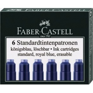 NABOJE ATRAMENTOWE KRÓTKIE NIEBIESKIE 6 SZT. KARTONIK FABER-CASTELL, Pióra, Artykuły do pisania i korygowania