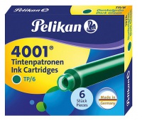 NABOJE PELIKAN KRÓTKIE TP 6szt C.ZIELONE, Pióra, Artykuły do pisania i korygowania