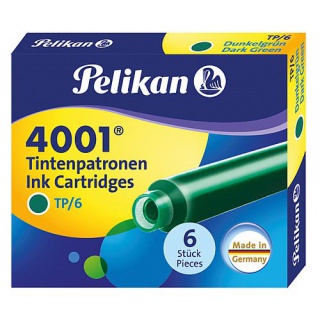 NABOJE PELIKAN KRÓTKIE TP 6szt C.ZIELONE, Pióra, Artykuły do pisania i korygowania