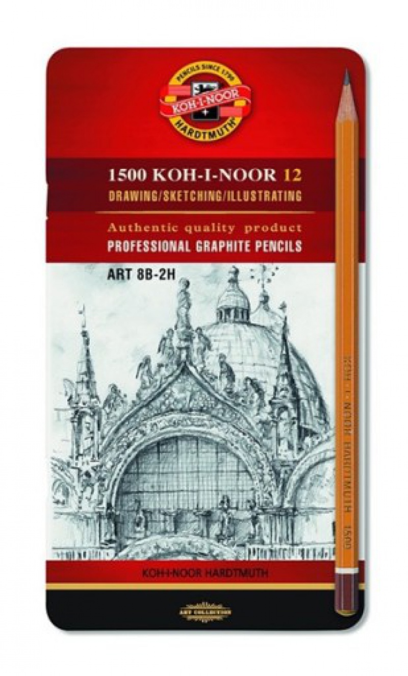 OŁÓWKI TECHNICZNE ZESTAW 1502/II 8B-2H /12/, Ołówki, Artykuły do pisania i korygowania