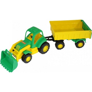 OSIŁEK TRAKTOR Z PRZYCZEPĄ Nr1 I ŁYŻKĄ, Zabawki