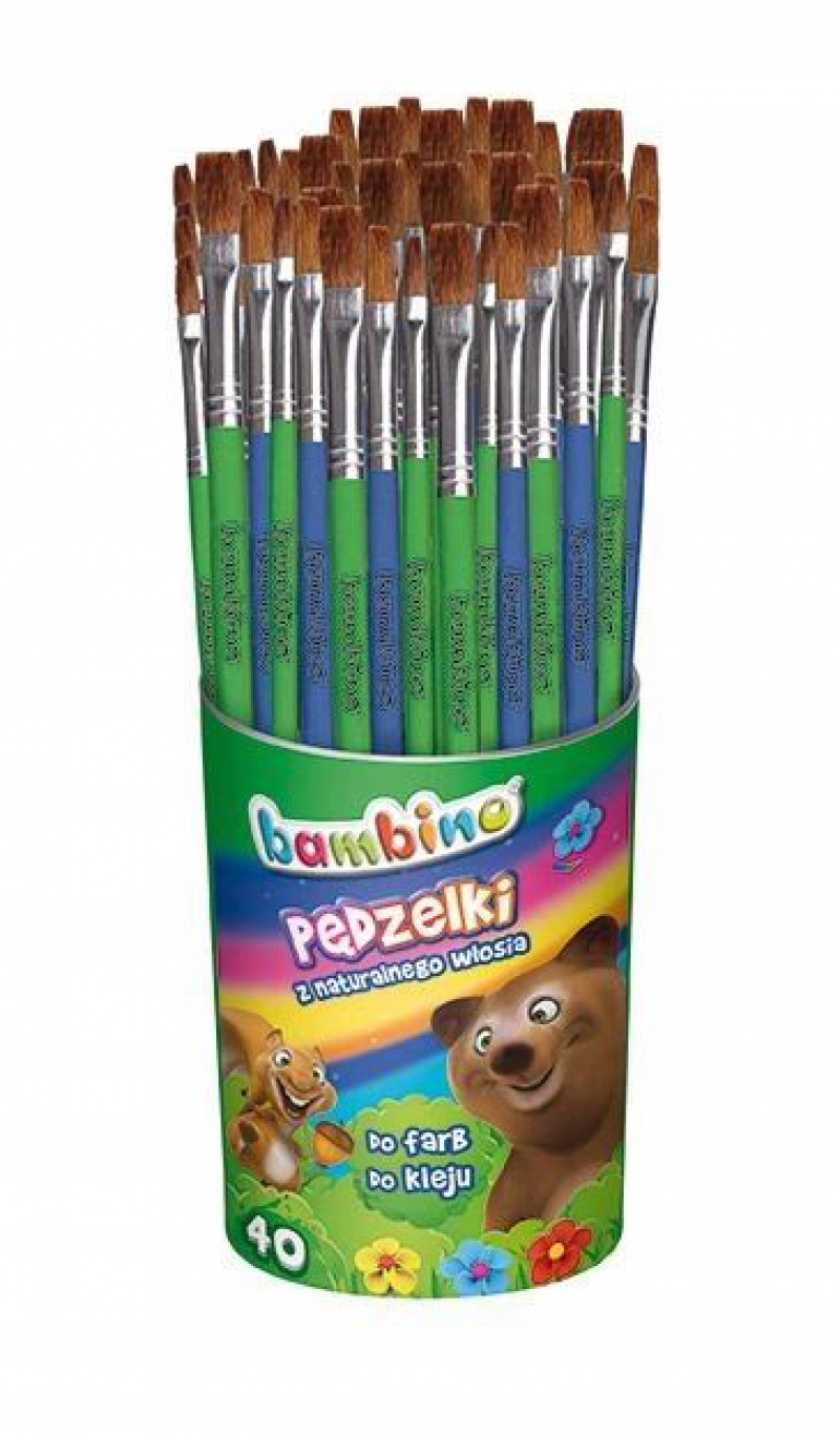PĘDZELKI DO FARB I KLEJU 40szt W KUBKU*, Plastyka, Artykuły szkolne