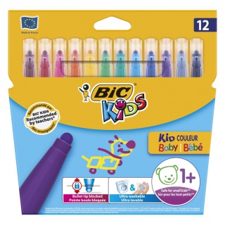 BIC Kids Kid Couleur Baby Flamastry 12 kolorów, Flamastry, Artykuły szkolne