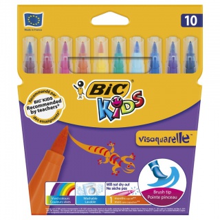 BIC Kids Visaquarelle Flamastry Pudełko 10 szt, Flamastry, Artykuły szkolne