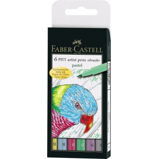 PITT ARTIST PEN PASTEL ETUI 6 SZT. FABER-CASTELL, Cienkopisy, pióra kulkowe, Artykuły do pisania i korygowania