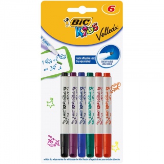 BIC KIDS Mini Velleda Marker Suchościeralny mix Blister 6 kolorów, Zestawy, Artykuły do pisania i korygowania