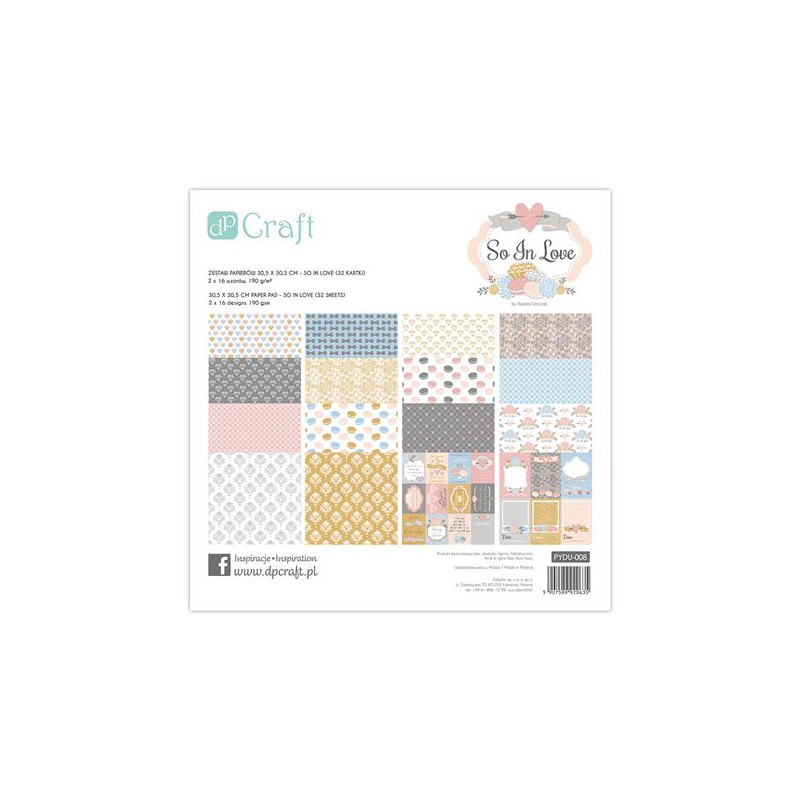 ZEST. PAPIER 30,5x30,5 SO IN LOVE 32k, Karnety i kartki okolicznościowe, Papier i etykiety