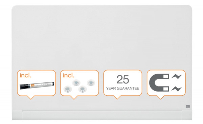 Tablica suchoś. -magn. NOBO Brillant, 126x71cm, panoramiczna 57", szklana, biała, Tablice suchościeralne, Prezentacja