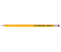 Ołówek drewniany z gumką DONAU, HB, lakierowany, żółty, Ołówki, Artykuły do pisania i korygowania