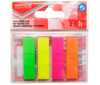 Filing Index Tabs OFFICE PRODUCTS, PP, 12x43 mm, 4x35 tabs, polybag, neon, assorted colors