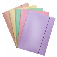 Teczka z gumką OFFICE PRODUCTS Pastel, karton/lakier, A4, 300gsm, 3-skrz., mix kolorów, Teczki płaskie, Archiwizacja dokumentów