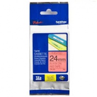 Taśma Brother laminowana 24mm x 8m czarny nadruk / czerwone tło, Taśmy, Materiały eksploatacyjne