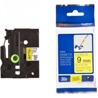 Taśma Brother laminowana elastyczna Flexi ID 9mm x 8m czarny nadruk /żółte tło, Taśmy, Materiały eksploatacyjne