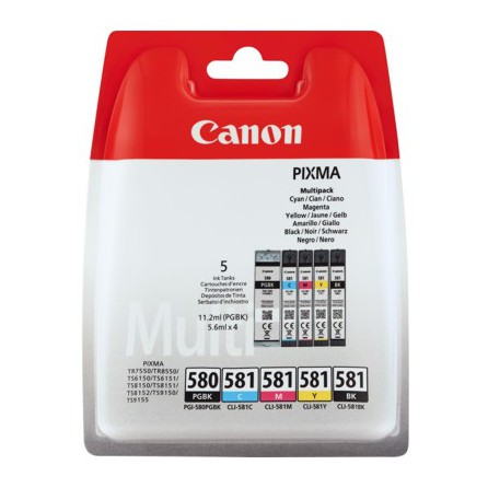 Tusz Canon PGI-580PGBK/CLI-581 Pixma TR8550 | 1 x 11,2ml + 4 x 5,6ml CMYK + PGBK, Tusze, Materiały eksploatacyjne