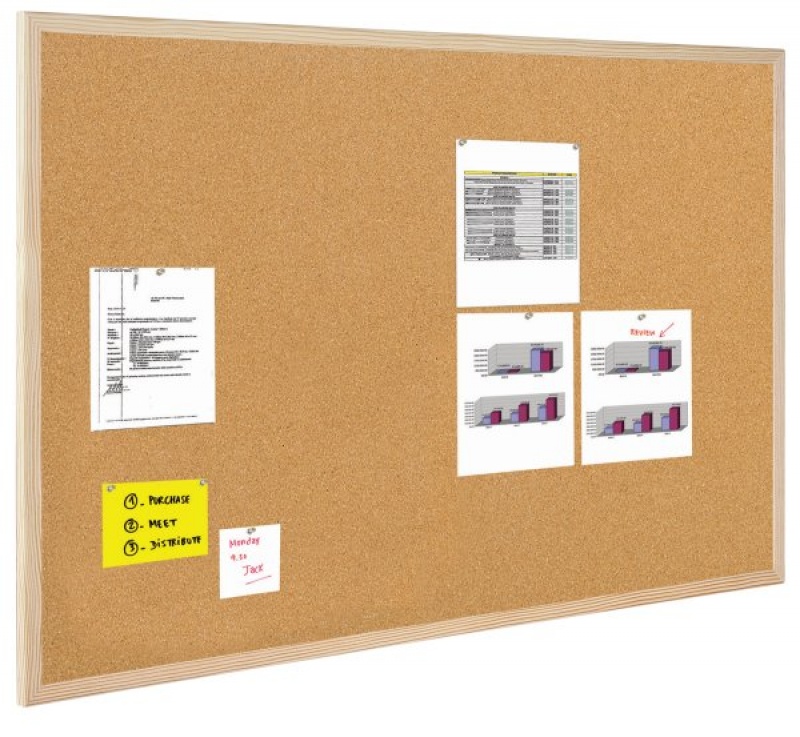 Tablica korkowa BI-OFFICE, 90x60cm, rama drewniana, Tablice korkowe, Prezentacja