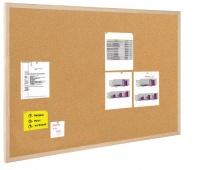 Cork Notice Board BI-OFFICE, 100x100cm, wood frame