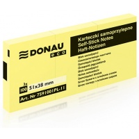 Bloczek samoprzylepny DONAU Eco, 38x51mm, 1x100 kart., jasnożółty, Bloczki samoprzylepne, Papier i etykiety
