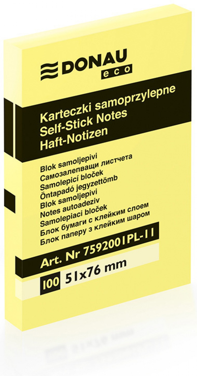 Self-adhesive Pad 51x76mm 1x100 sheets light yellow