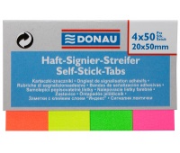 Zakładki indeksujące DONAU, papier, 20x50mm, 4x50 kart., mix kolorów, Bloczki samoprzylepne, Papier i etykiety