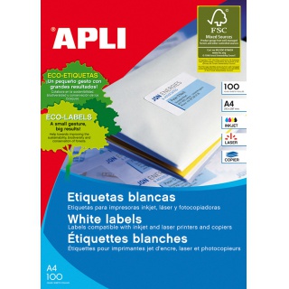 Etykiety uniwersalne APLI, 105x42,4mm, białe, Etykiety samoprzylepne, Papier i etykiety