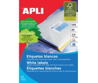 Etykiety uniwersalne APLI, 99,1x38,1mm, zaokrąglone, białe 100 ark., Etykiety samoprzylepne, Papier i etykiety
