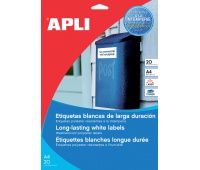 Polyester Labels APLI, 210x297mm, rectangle, white, 20 sheets
