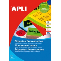 Etykiety fluorescencyjne APLI, 64x33, 9mm, zaokrąglone, pomarańczowe
