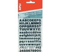 Litery samoprzylepne APLI, 10mm, czarne, Etykiety samoprzylepne, Papier i etykiety