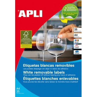 Etykiety uniwersalne APLI, 35,6x16,9mm, FSC, wielokrotnego użytku, 25 ark., białe, Etykiety samoprzylepne, Papier i etykiety