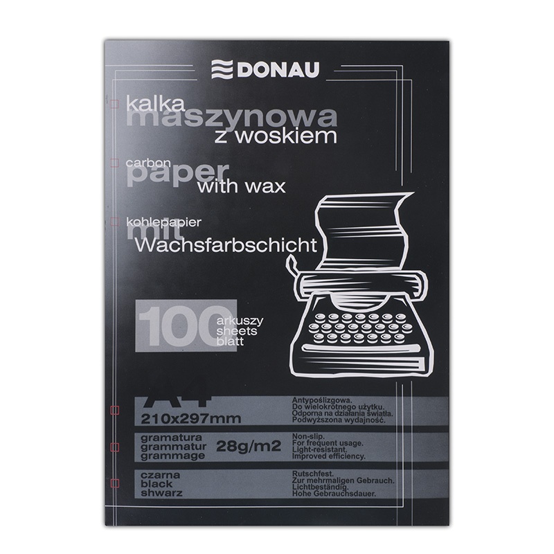 Carbon Paper DONAU, for typewriters, waxed, A4, 100pcs, black