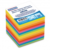 Kostka DONAU klejona, 90x90x90mm, ok. 800 kart., neon, mix kolorów, Kostki, Papier i etykiety