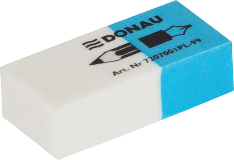 Gumka wielofunkcyjna DONAU, 41x18x11mm, niebiesko-biała, Gumki, Artykuły do pisania i korygowania